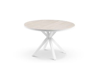 Adele Ceramic Round Table & Bailey Chairs | Outdoor Dining Setting in White / Travertino / 5pc 100cm_3