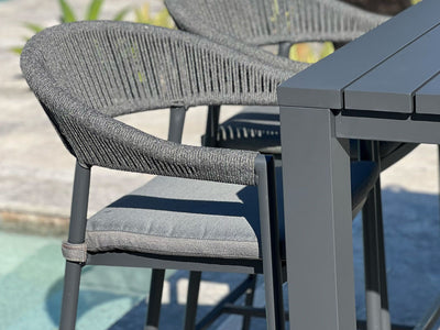 Adele Table & Nivala Chairs | Outdoor Balcony Bar Setting in Charcoal / Black / 5pc 140x63cm_6