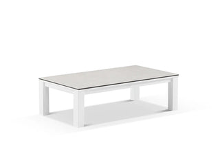 Adele Ceramic Outdoor Coffee Table in White / Light Grey / 140x74cm