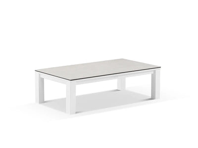 Adele Ceramic Outdoor Coffee Table in White / Light Grey / 140x74cm