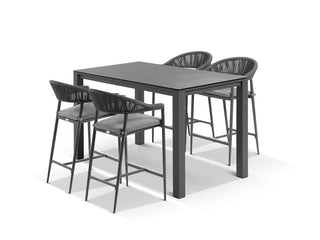 Adele Ceramic Table & Nivala Chairs | Outdoor Bar Setting in Charcoal / Dark Grey / Black / 5pc 165x95cm_2