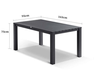 Adele Table & Bailey Chairs | Outdoor Dining Setting in Charcoal / 7pc 165cm_5