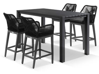 Adele Table & Serang Chairs | Outdoor Bar Setting in Charcoal / Black / 5pc 165x95cm_1