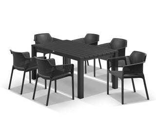 Adele Table & Bailey Chairs | Outdoor Dining Setting in Charcoal / 7pc 165cm_1