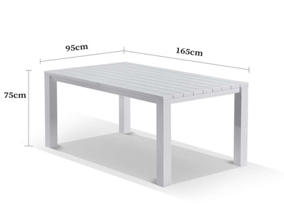 Adele Table & Bailey Chairs | Outdoor Dining Setting in White / 7pc 165cm_2