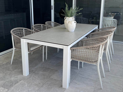SYD FLOORSTOCK SALE Adele Ceramic table with Mira Chairs 7pc Outdoor Dining Setting_1