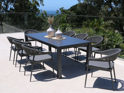 Adele Table & Nivala Chairs | Outdoor Dining Setting in Charcoal / Black / 9pc 220cm_1