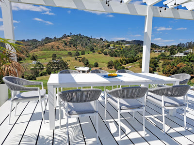 Adele Table & Nivala Chairs | Outdoor Dining Setting in White / Frost Grey / 9pc 220cm_6