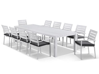 Adele Table & Twain Chairs | Outdoor Dining Setting in White / 11pc 280cm_1