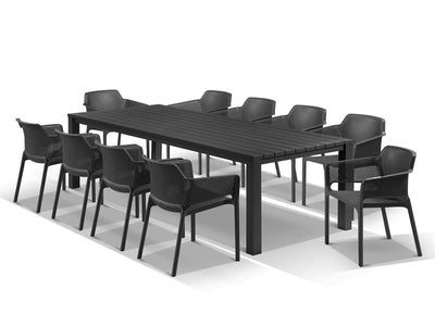 Adele Table & Bailey Chairs | Outdoor Dining Setting in Charcoal / 11pc 280cm_1