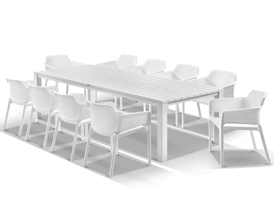 Adele Table & Bailey Chairs | Outdoor Dining Setting in White / 11pc 280cm_1