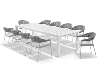 Adele Table & Nivala Chairs | Outdoor Dining Setting in White / Frost Grey / 11pc 280cm_1