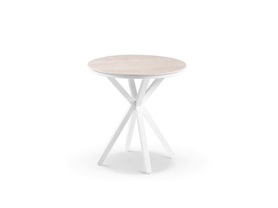 Adele Ceramic Round Table & Bailey Chairs | Outdoor Dining Setting in White / Travertino / 3pc 72cm_2