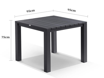 Adele Table & Nivala Chairs | Outdoor Dining Setting in Charcoal / Black / 5pc 95cm_2