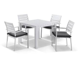 Adele Table & Twain Chairs | Outdoor Dining Setting in White / 5pc 95cm_1