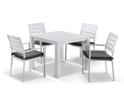 Adele Table & Twain Chairs | Outdoor Dining Setting in White / 5pc 95cm_1