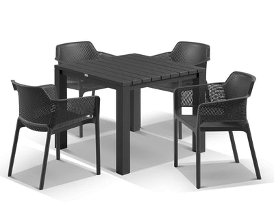 Adele Table & Bailey Chairs | Outdoor Dining Setting in Charcoal / 5pc 95cm_1