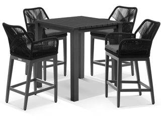 Adele Table & Serang Chairs | Outdoor Bar Setting in Charcoal / Black / 5pc 95x95cm_1