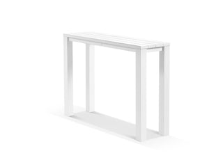 Adele Table & Nivala Chairs | Outdoor Balcony Bar Setting in White / Frost Grey / 3pc 140x42cm_2