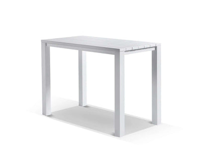 Adele Table & Nivala Chairs | Outdoor Balcony Bar Setting in White / Biscuit / 5pc 140x63cm_1