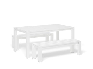 Adele Bench Set | Outdoor Dining Setting in White / 3pc 165cm_1