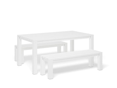 Adele Bench Set | Outdoor Dining Setting in White / 3pc 165cm_1
