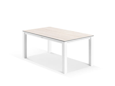 Adele Ceramic Table & Treble Chairs | Outdoor Dining Setting in White / Travertino / Latte / 7pc 165cm_8