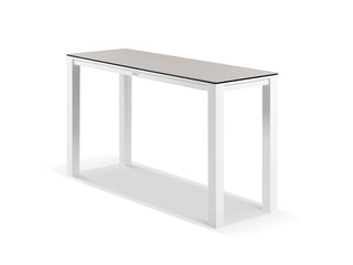 Adele Ceramic Outdoor Bar Table in White / Light Grey / 180x63cm.