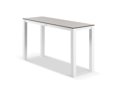 Adele Ceramic Outdoor Bar Table in White / Light Grey / 180x63cm.
