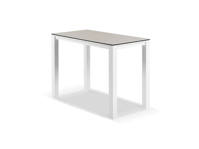 Adele Ceramic Outdoor Bar Table in White / Light Grey / 140x74cm