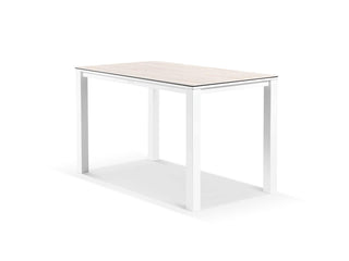 Adele Ceramic Table & Verde Chairs | Outdoor Bar Setting in White / Travertino / Wheat / 5pc 165x95cm_1