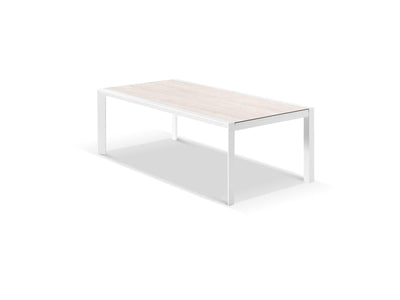 Adele Ceramic Extension Table & Nivala Chairs | Outdoor Dining Setting in White / Travertino / Biscuit_3