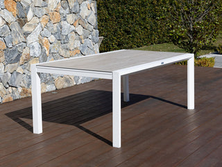 Adele Ceramic Extension Table & Bali Chairs | Outdoor Dining Setting in White_5
