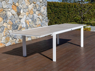 Adele Ceramic Extension Table & Bali Chairs | Outdoor Dining Setting in White_6