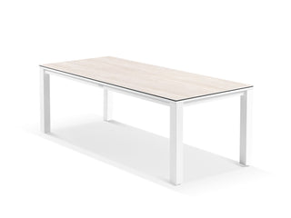 Adele Ceramic Table & Treble Chairs | Outdoor Dining Setting in White / Travertino / Latte / 9pc 220cm_8