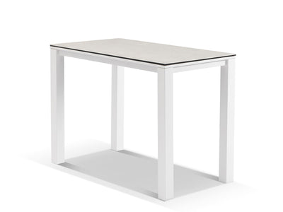 Adele Ceramic Table & Serang Chairs | Outdoor Bar Setting in White / Travertino / Biscuit / 5pc 140x74cm_2