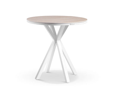 Adele Ceramic Round Table & Serang Chairs | Outdoor Bar Setting in White / Travertino / Biscuit / 5pc 100cm_2