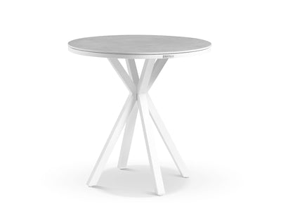 Adele Ceramic Round Outdoor Bar Table in White / Light Grey / 100cm.
