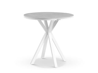 Adele Ceramic Round Table & Verde Chairs | Outdoor Bar Setting in White / Light Grey / Grey / 5pc 100cm_1