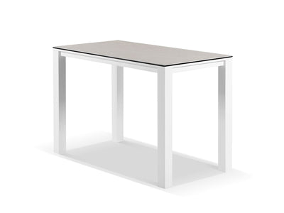 Adele Ceramic Outdoor Bar Table in White / Light Grey / 165x95cm