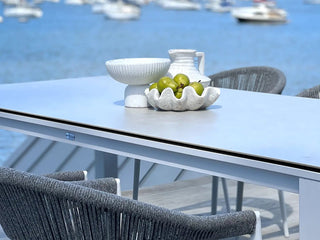 Adele Ceramic Outdoor Bar Table in White / Light Grey / 140x74cm 3
