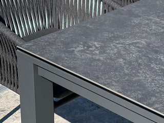 Adele Ceramic Table & Nivala Chairs | Outdoor Dining Setting in Charcoal / Dark Grey / Black / 7pc 165cm_3