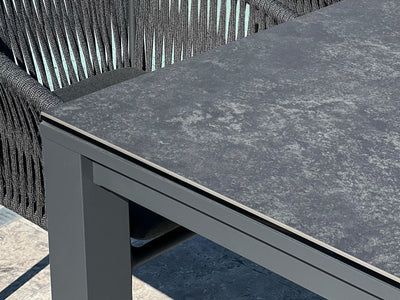 Adele Ceramic Table & Nivala Chairs | Outdoor Dining Setting in Charcoal / Dark Grey / Black / 5pc 95cm_4