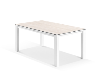 Adele Ceramic Outdoor Dining Table in White / Travertino / 165x95cm