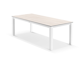 Adele Ceramic Outdoor Dining Table in White / Travertino / 220x95cm