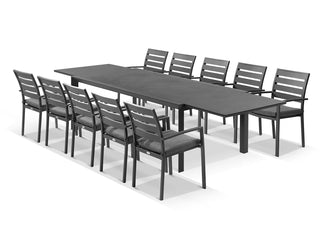 Adele Ceramic Extension Table & Twain Chairs | Outdoor Dining Setting in Charcoal / Dark Grey_1