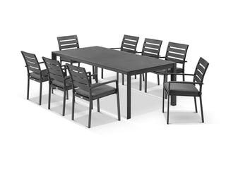 Adele Ceramic Extension Table & Twain Chairs | Outdoor Dining Setting in Charcoal / Dark Grey_6