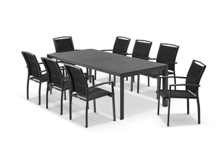 Adele Ceramic Extension Table & Verde  Chairs | Outdoor Dining Setting in Charcoal / Dark Grey_4