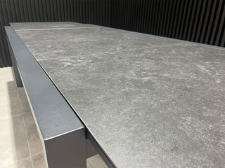 Adele Extension Outdoor Dining Table in Charcoal / Dark Grey - close-up 2.