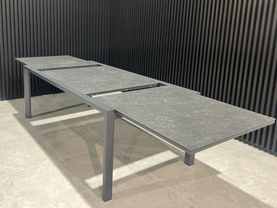 Adele Ceramic Extension Table & Twain Chairs | Outdoor Dining Setting in Charcoal / Dark Grey_3